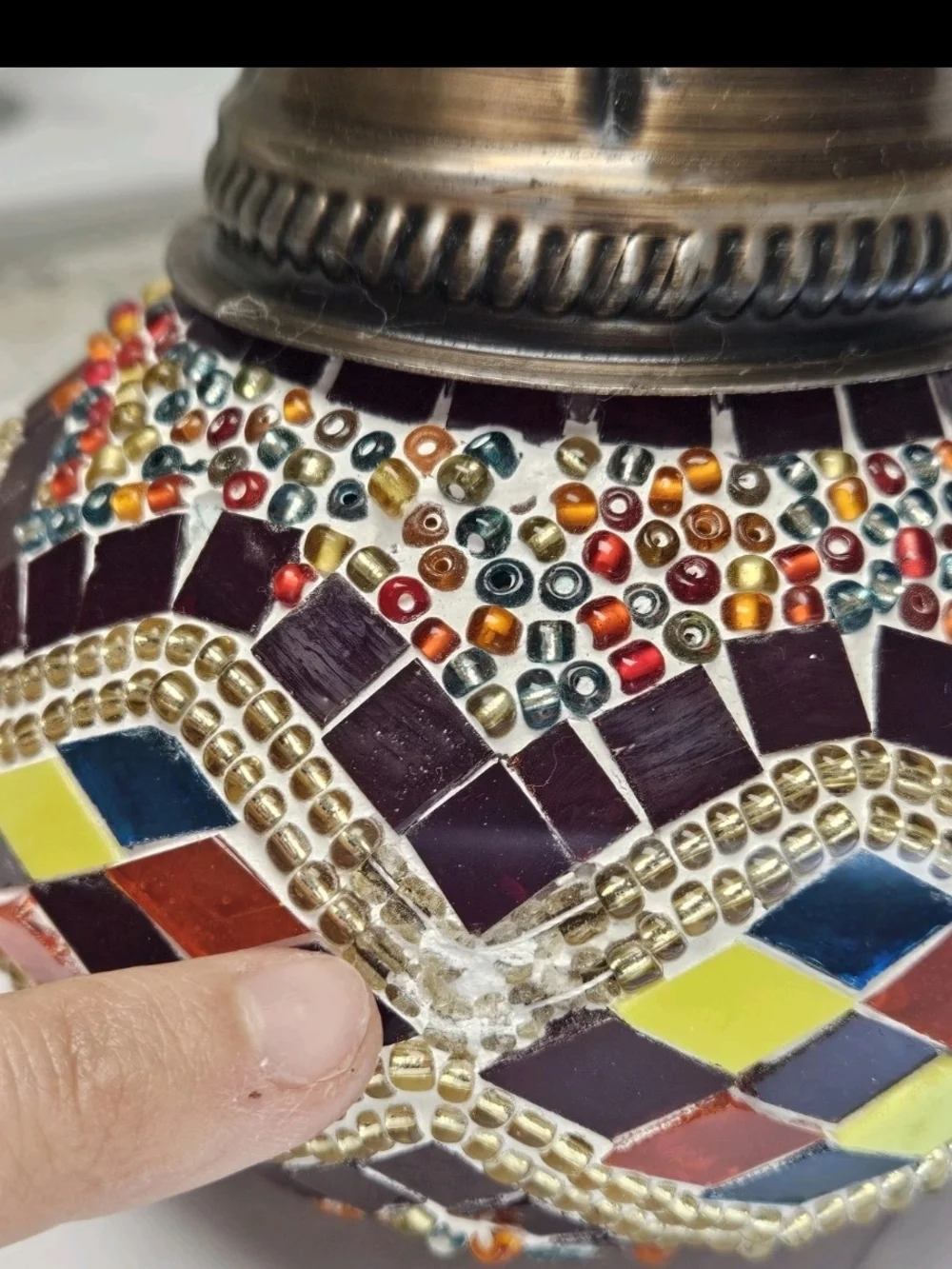 Turkish/Anatolian Demmex Mosaic Table Lamp Exquisite Colourful Cap Top ONLY